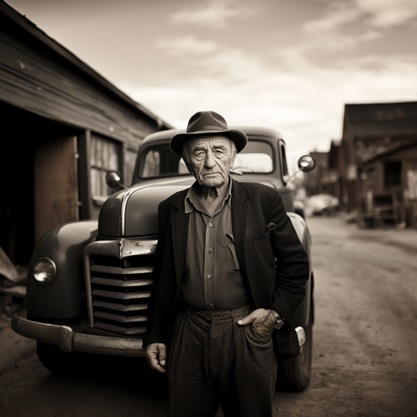 Old man and truck