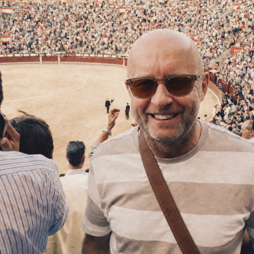 Man in sunglasses at bullfight